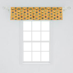Ambesonne Geometric Window Valance Pack of 2, Modern Neutral Style Pattern of Abstract Ornamental Triangles Print, Rod Pocket Curtain Valances for Kitchen Bedroom, 42″ X 12″, Pale Sepia and White(Marigold and Multicolor)