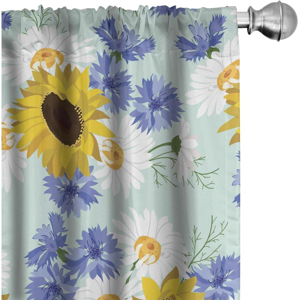 imageAmbesonne Blooming Roses Curtains Sketch Drawn Neutral Colors Dreamy Garden Flowers with Delicate Petals Window Treatments 2 Panel Set for Living Room Bedroom Pair of 28quot x 95quot Indigo Pale RubyMustard Mint Green White