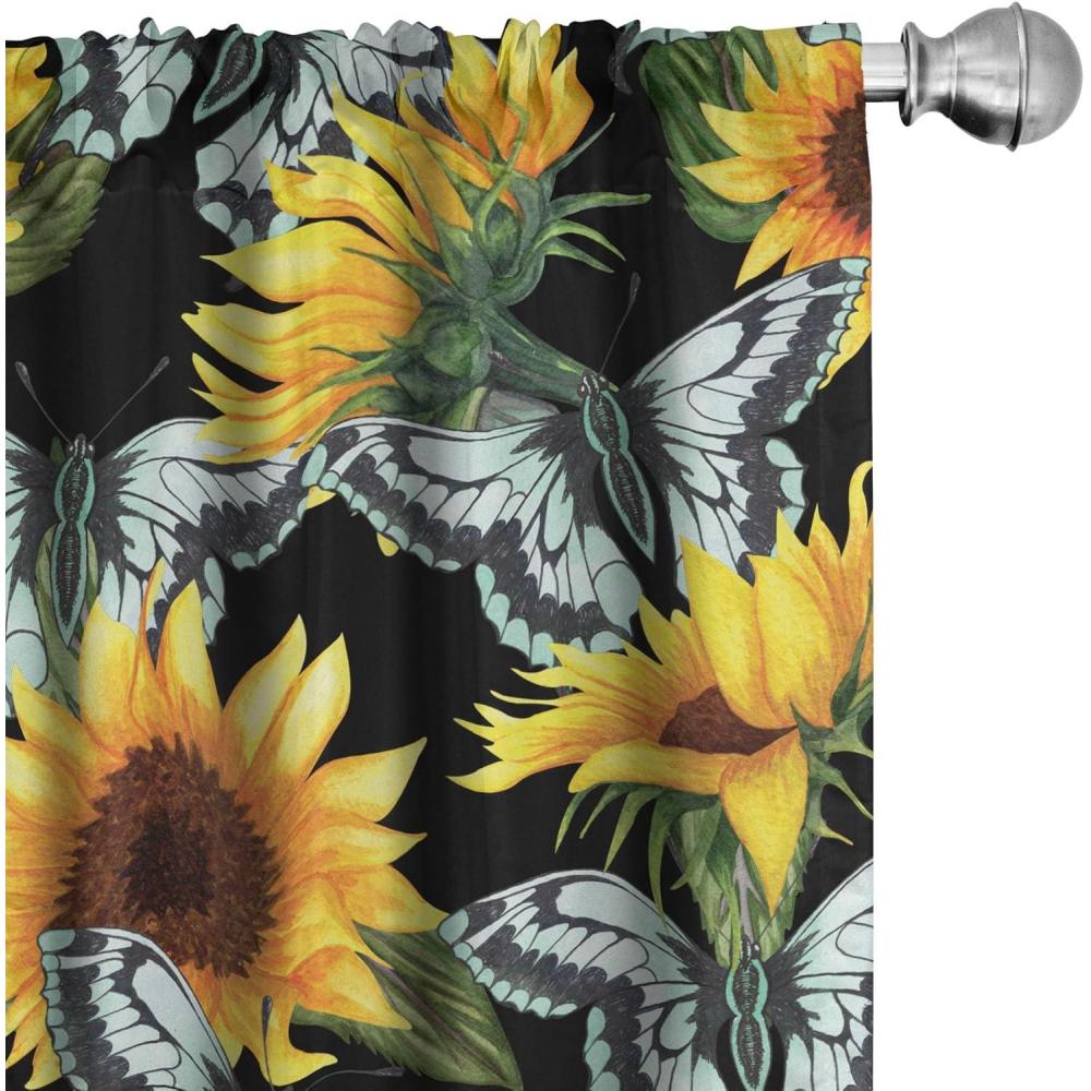 imageAmbesonne Blooming Roses Curtains Sketch Drawn Neutral Colors Dreamy Garden Flowers with Delicate Petals Window Treatments 2 Panel Set for Living Room Bedroom Pair of  28quot x 95quot Indigo Pale RubyJade Green Yellow Apricot