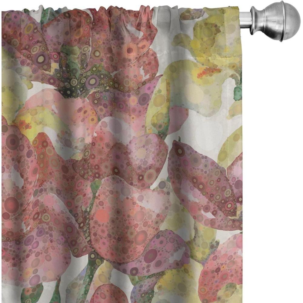 imageAmbesonne Feather Pattern Curtains Pastel Vibe of Bohemian Pattern with Neutral Sky Colors Boho Window Treatments 2 Panel Set for Living Room Bedroom Pair of 28quot x 95quot Pale Azure Blue Sea BluePale Ruby Mustard