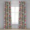 Ambesonne Floral Design Grommet Curtain, Neutral Colors Boho Flowers Vintage Pattern with Leaves Print, Decorative 2-Panel Window Drapes for Bedroom Living Room, 50″ x 54″, Lavender Blue Warm Taupe(Seafoam Vermilion Blush)
