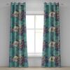 Ambesonne Floral Design Grommet Curtain, Neutral Colors Boho Flowers Vintage Pattern with Leaves Print, Decorative 2-Panel Window Drapes for Bedroom Living Room, 50″ x 54″, Lavender Blue Warm Taupe(Sea Green Quartz and Mustard)