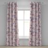 Ambesonne Floral Design Grommet Curtain, Neutral Colors Boho Flowers Vintage Pattern with Leaves Print, Decorative 2-Panel Window Drapes for Bedroom Living Room, 50″ x 54″, Lavender Blue Warm Taupe(Rose Lavender Maroon)
