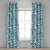 Ambesonne Floral Design Grommet Curtain, Neutral Colors Boho Flowers Vintage Pattern with Leaves Print, Decorative 2-Panel Window Drapes for Bedroom Living Room, 50″ x 54″, Lavender Blue Warm Taupe(Cadet Blue and Off White)
