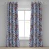 Ambesonne Floral Design Grommet Curtain, Neutral Colors Boho Flowers Vintage Pattern with Leaves Print, Decorative 2-Panel Window Drapes for Bedroom Living Room, 50″ x 54″, Lavender Blue Warm Taupe(Lavender Blue Pale Maroon)