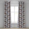 Ambesonne Floral Design Grommet Curtain, Neutral Colors Boho Flowers Vintage Pattern with Leaves Print, Decorative 2-Panel Window Drapes for Bedroom Living Room, 50″ x 54″, Lavender Blue Warm Taupe(Lavender Blue Warm Taupe)