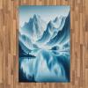 Ambesonne Lake Area Rug, Mountains Calm Nature Scenery Botanical Neutral Ornaments Illustration, Flat Woven Accent Rug for Living Room Bedroom Dining Room, 4′ X 5′ 7″, Pale Teal Tan and Brown(Pale Blue Petrol Blue)