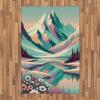 Ambesonne Lake Area Rug, Mountains Calm Nature Scenery Botanical Neutral Ornaments Illustration, Flat Woven Accent Rug for Living Room Bedroom Dining Room, 4′ X 5′ 7″, Pale Teal Tan and Brown(Seafoam Coral Plum)