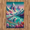 Ambesonne Lake Area Rug, Mountains Calm Nature Scenery Botanical Neutral Ornaments Illustration, Flat Woven Accent Rug for Living Room Bedroom Dining Room, 4′ X 5′ 7″, Pale Teal Tan and Brown(Teal Pastel Pink Indigo)