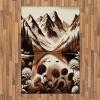 Ambesonne Lake Area Rug, Mountains Calm Nature Scenery Botanical Neutral Ornaments Illustration, Flat Woven Accent Rug for Living Room Bedroom Dining Room, 4′ X 5′ 7″, Pale Teal Tan and Brown(Pale Redwood Eggshell)