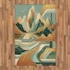 Ambesonne Lake Area Rug, Mountains Calm Nature Scenery Botanical Neutral Ornaments Illustration, Flat Woven Accent Rug for Living Room Bedroom Dining Room, 4′ X 5′ 7″, Pale Teal Tan and Brown(Amber Teal Burnt Orange)
