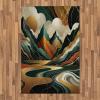 Ambesonne Lake Area Rug, Mountains Calm Nature Scenery Botanical Neutral Ornaments Illustration, Flat Woven Accent Rug for Living Room Bedroom Dining Room, 4′ X 5′ 7″, Pale Teal Tan and Brown(Teal Pale Vermilion Pearl)