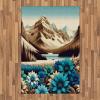 Ambesonne Lake Area Rug, Mountains Calm Nature Scenery Botanical Neutral Ornaments Illustration, Flat Woven Accent Rug for Living Room Bedroom Dining Room, 4′ X 5′ 7″, Pale Teal Tan and Brown(Pale Blue Pastel Brown)