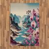 Ambesonne Lake Area Rug, Mountains Calm Nature Scenery Botanical Neutral Ornaments Illustration, Flat Woven Accent Rug for Living Room Bedroom Dining Room, 4′ X 5′ 7″, Pale Teal Tan and Brown(Pale Purple and Sea Blue)