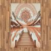 Ambesonne Lake Area Rug, Mountains Calm Nature Scenery Botanical Neutral Ornaments Illustration, Flat Woven Accent Rug for Living Room Bedroom Dining Room, 4′ X 5′ 7″, Pale Teal Tan and Brown(Salmon Redwood and Dark Rust)