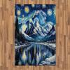 Ambesonne Lake Area Rug, Mountains Calm Nature Scenery Botanical Neutral Ornaments Illustration, Flat Woven Accent Rug for Living Room Bedroom Dining Room, 4′ X 5′ 7″, Pale Teal Tan and Brown(Royal Blue and Yellow)