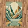 Ambesonne Lake Area Rug, Mountains Calm Nature Scenery Botanical Neutral Ornaments Illustration, Flat Woven Accent Rug for Living Room Bedroom Dining Room, 4′ X 5′ 7″, Pale Teal Tan and Brown(Seafoam Peach and Amber)