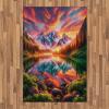 Ambesonne Lake Area Rug, Mountains Calm Nature Scenery Botanical Neutral Ornaments Illustration, Flat Woven Accent Rug for Living Room Bedroom Dining Room, 4′ X 5′ 7″, Pale Teal Tan and Brown(Burnt Sienna Green Teal)