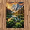 Ambesonne Lake Area Rug, Mountains Calm Nature Scenery Botanical Neutral Ornaments Illustration, Flat Woven Accent Rug for Living Room Bedroom Dining Room, 4′ X 5′ 7″, Pale Teal Tan and Brown(Peach Green and Fawn)