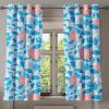 Ambesonne Floral Design Grommet Curtain, Neutral Colors Boho Flowers Vintage Pattern with Leaves Print, Decorative 2-Panel Window Drapes for Bedroom Living Room, 50″ x 54″, Lavender Blue Warm Taupe(Azure Blue Salmon White)