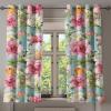Ambesonne Floral Design Grommet Curtain, Neutral Colors Boho Flowers Vintage Pattern with Leaves Print, Decorative 2-Panel Window Drapes for Bedroom Living Room, 50″ x 54″, Lavender Blue Warm Taupe(Seafoam Vermilion Blush)