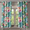 Ambesonne Floral Design Grommet Curtain, Neutral Colors Boho Flowers Vintage Pattern with Leaves Print, Decorative 2-Panel Window Drapes for Bedroom Living Room, 50″ x 54″, Lavender Blue Warm Taupe(Seafoam Pale Pink Blush)