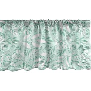 Ambesonne Aquarelle Leaves Window Valance, Simple Design Modern Leafy Pattern with Watercolor Style Neutral Art, Curtain Valance for Kitchen Bedroom Decor with Rod Pocket, 54″ X 18″, Fern Green White(Almond Green White)