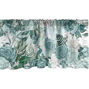 Ambesonne Aquarelle Leaves Window Valance, Simple Design Modern Leafy Pattern with Watercolor Style Neutral Art, Curtain Valance for Kitchen Bedroom Decor with Rod Pocket, 54″ X 18″, Fern Green White(Sea Green Mint Green)