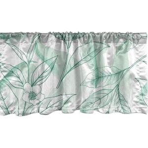 Ambesonne Aquarelle Leaves Window Valance, Simple Design Modern Leafy Pattern with Watercolor Style Neutral Art, Curtain Valance for Kitchen Bedroom Decor with Rod Pocket, 54″ X 18″, Fern Green White(Almond Green Sea Green)