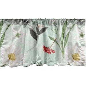 Ambesonne Aquarelle Leaves Window Valance, Simple Design Modern Leafy Pattern with Watercolor Style Neutral Art, Curtain Valance for Kitchen Bedroom Decor with Rod Pocket, 54″ X 18″, Fern Green White(Almond Green Laurel Green)