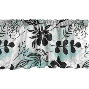Ambesonne Aquarelle Leaves Window Valance, Simple Design Modern Leafy Pattern with Watercolor Style Neutral Art, Curtain Valance for Kitchen Bedroom Decor with Rod Pocket, 54″ X 18″, Fern Green White(Dark Grey White)