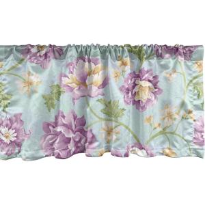 Ambesonne Aquarelle Leaves Window Valance, Simple Design Modern Leafy Pattern with Watercolor Style Neutral Art, Curtain Valance for Kitchen Bedroom Decor with Rod Pocket, 54″ X 18″, Fern Green White(Pale Eggplant Green)