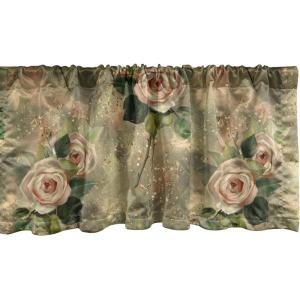 Ambesonne Aquarelle Leaves Window Valance, Simple Design Modern Leafy Pattern with Watercolor Style Neutral Art, Curtain Valance for Kitchen Bedroom Decor with Rod Pocket, 54″ X 18″, Fern Green White(Khaki Blush and Green)