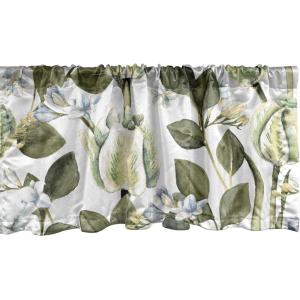 Ambesonne Aquarelle Leaves Window Valance, Simple Design Modern Leafy Pattern with Watercolor Style Neutral Art, Curtain Valance for Kitchen Bedroom Decor with Rod Pocket, 54″ X 18″, Fern Green White(Pistachio Green and White)