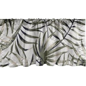 Ambesonne Aquarelle Leaves Window Valance, Simple Design Modern Leafy Pattern with Watercolor Style Neutral Art, Curtain Valance for Kitchen Bedroom Decor with Rod Pocket, 54″ X 18″, Fern Green White(Sage Green and Grey Yellow)