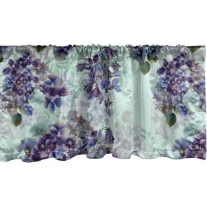 Ambesonne Aquarelle Leaves Window Valance, Simple Design Modern Leafy Pattern with Watercolor Style Neutral Art, Curtain Valance for Kitchen Bedroom Decor with Rod Pocket, 54″ X 18″, Fern Green White(Pale Purple and Sage Green)