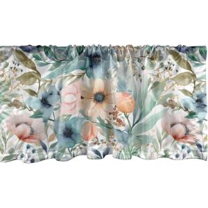 Ambesonne Aquarelle Leaves Window Valance, Simple Design Modern Leafy Pattern with Watercolor Style Neutral Art, Curtain Valance for Kitchen Bedroom Decor with Rod Pocket, 54″ X 18″, Fern Green White(Seafoam Peach White)
