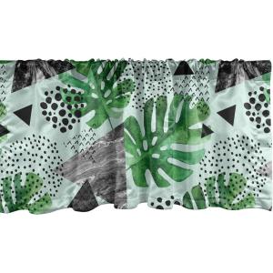 Ambesonne Aquarelle Leaves Window Valance, Simple Design Modern Leafy Pattern with Watercolor Style Neutral Art, Curtain Valance for Kitchen Bedroom Decor with Rod Pocket, 54″ X 18″, Fern Green White(Fern Green and Dark Grey)