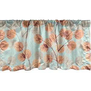 Ambesonne Aquarelle Leaves Window Valance, Simple Design Modern Leafy Pattern with Watercolor Style Neutral Art, Curtain Valance for Kitchen Bedroom Decor with Rod Pocket, 54″ X 18″, Fern Green White(Mint Green Burnt Sienna)