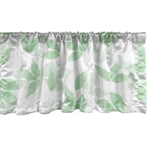 Ambesonne Aquarelle Leaves Window Valance, Simple Design Modern Leafy Pattern with Watercolor Style Neutral Art, Curtain Valance for Kitchen Bedroom Decor with Rod Pocket, 54″ X 18″, Fern Green White(Fern Green White)