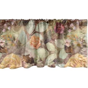 Ambesonne Aquarelle Leaves Window Valance, Simple Design Modern Leafy Pattern with Watercolor Style Neutral Art, Curtain Valance for Kitchen Bedroom Decor with Rod Pocket, 54″ X 18″, Fern Green White(Mustard Pistachio Green)