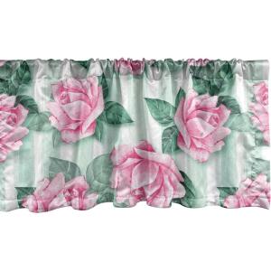 Ambesonne Aquarelle Leaves Window Valance, Simple Design Modern Leafy Pattern with Watercolor Style Neutral Art, Curtain Valance for Kitchen Bedroom Decor with Rod Pocket, 54″ X 18″, Fern Green White(Pastel Pink Jade Green)