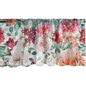 Ambesonne Aquarelle Leaves Window Valance, Simple Design Modern Leafy Pattern with Watercolor Style Neutral Art, Curtain Valance for Kitchen Bedroom Decor with Rod Pocket, 54″ X 18″, Fern Green White(Jade Green Burnt Sienna)