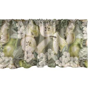 Ambesonne Aquarelle Leaves Window Valance, Simple Design Modern Leafy Pattern with Watercolor Style Neutral Art, Curtain Valance for Kitchen Bedroom Decor with Rod Pocket, 54″ X 18″, Fern Green White(Apple Green Champagne)