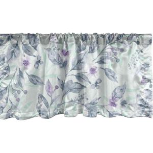 Ambesonne Aquarelle Leaves Window Valance, Simple Design Modern Leafy Pattern with Watercolor Style Neutral Art, Curtain Valance for Kitchen Bedroom Decor with Rod Pocket, 54″ X 18″, Fern Green White(Blue Grey and Pale Lavender)