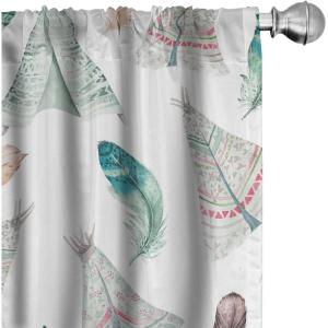 Ambesonne Blooming Roses Curtains, Sketch Drawn Neutral Colors Dreamy Garden Flowers with Delicate Petals, Window Treatments 2 Panel Set for Living Room Bedroom, Pair of – 28″ x 95″, Indigo Pale Ruby(Teal White Multicolor)