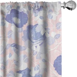 Ambesonne Blooming Roses Curtains, Sketch Drawn Neutral Colors Dreamy Garden Flowers with Delicate Petals, Window Treatments 2 Panel Set for Living Room Bedroom, Pair of – 28″ x 95″, Indigo Pale Ruby(Blush Lavender Blue)