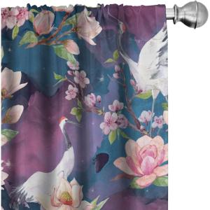 Ambesonne Blooming Roses Curtains, Sketch Drawn Neutral Colors Dreamy Garden Flowers with Delicate Petals, Window Treatments 2 Panel Set for Living Room Bedroom, Pair of – 28″ x 95″, Indigo Pale Ruby(Eggplant Petrol Blue)