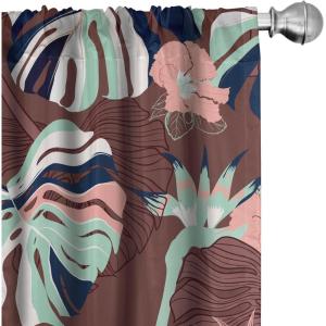Ambesonne Blooming Roses Curtains, Sketch Drawn Neutral Colors Dreamy Garden Flowers with Delicate Petals, Window Treatments 2 Panel Set for Living Room Bedroom, Pair of – 28″ x 95″, Indigo Pale Ruby(Pale Salmon Seafoam)