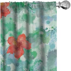Ambesonne Blooming Roses Curtains, Sketch Drawn Neutral Colors Dreamy Garden Flowers with Delicate Petals, Window Treatments 2 Panel Set for Living Room Bedroom, Pair of – 28″ x 95″, Indigo Pale Ruby(Dark Coral Shamrock Green)